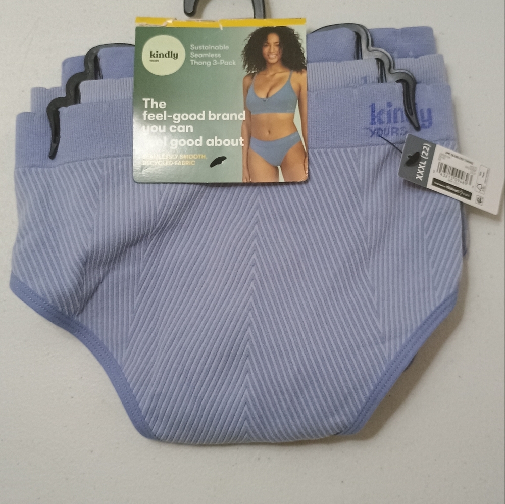 Women's  Kindly Yours Blue Thong Hipster Underwear 3-Pack Size 3x-22